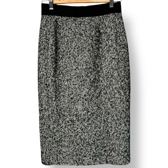 GIAMBATTISTA VALLI Wool Mohair Silk Blend Silk Lined Tweed Pencil Skirt IT Sz 42 - Picture 3 of 14